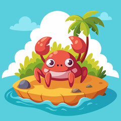 Crab oppressed rests island vector illustration