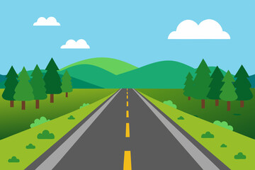 2d road side view no tree vector illustration