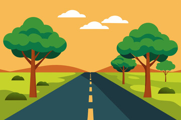 2d road side view no tree vector illustration