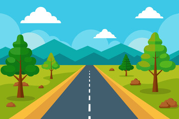 2d road side view no tree vector illustration