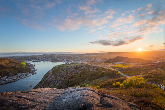 View of The Narrow and St John City from Signal Hill Newfoundland and Labrador Canada