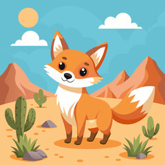 Culpo fox happy goes desert vector illustration