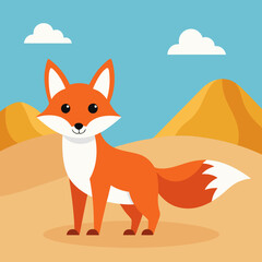 Culpo fox happy goes desert vector illustration
