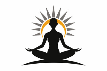 Yoga and Pilates instructor, logo with sun on white background