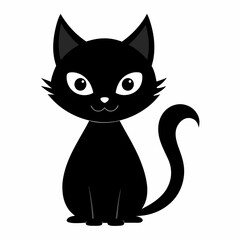 Halloween cat vector silhouette on white background