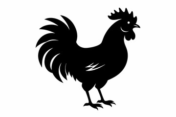 Rooster vector silhouette on white background