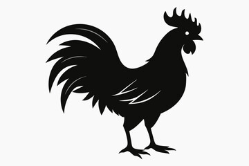Rooster vector silhouette on white background