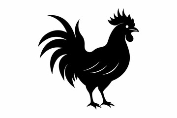 Rooster vector silhouette on white background