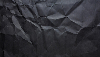 Fototapeta premium crumpled black office craft sheet paper, abstract minimalist luxury texture background wallpaper with space for copy and presentation, waste recycling