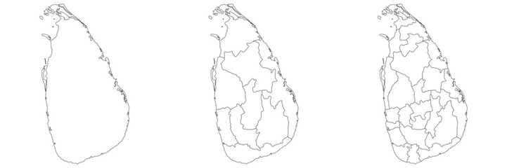 Sri Lanka map. Map of Sri Lanka in white set