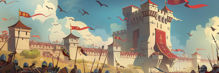 Knights Fighting in the Medieval Battle