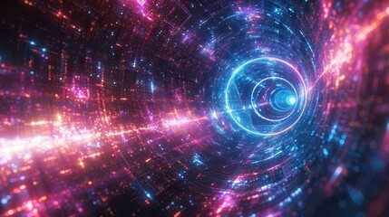 Obraz premium neon colorful metaverse digital world futuristic cyberspace background with energy power