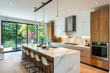 Renton, WA / USA - Aug. 14, 2019: contemporary kitchen stylish interior
