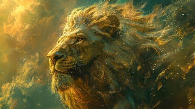 powerful lion of judah christian symbolism strength and courage biblical concept art ai generated illustration