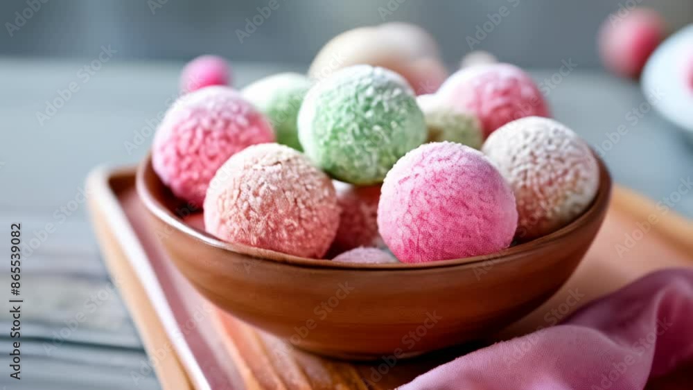 Poster  Deliciously colorful dessert balls ready to be savored