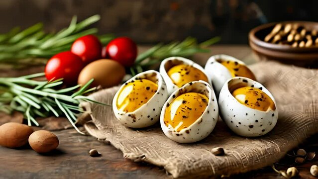  Freshly cracked eggs ready to be cooked