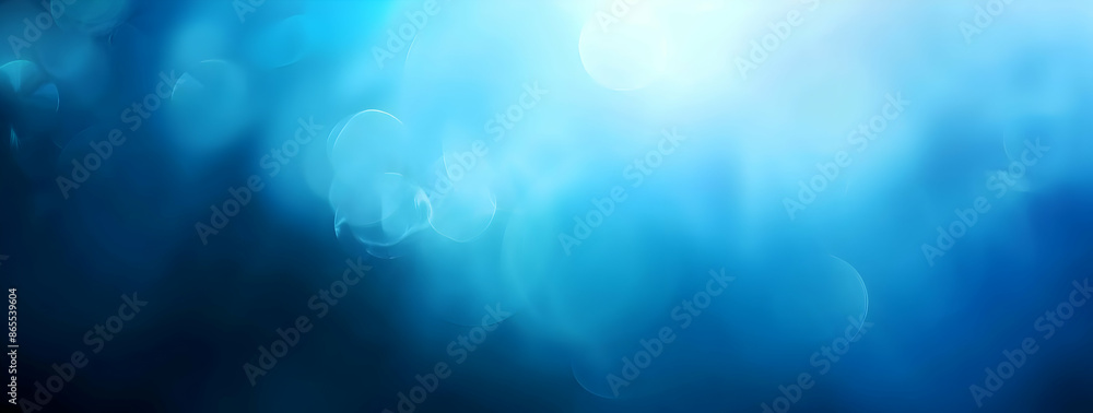 Poster abstract blue bokeh background with soft glowing lights creating a serene and calming effect, perfec