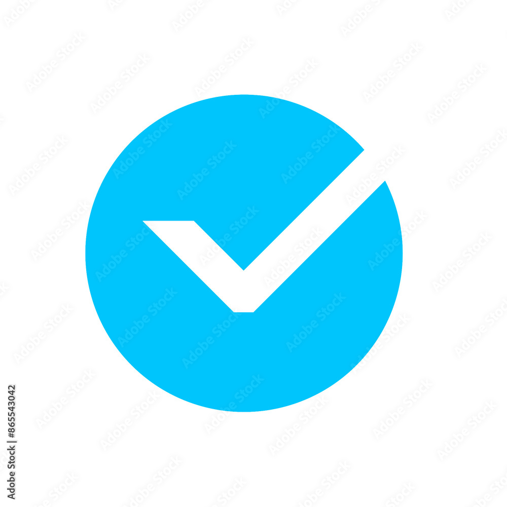 Poster blue check mark icon with simple and modern design