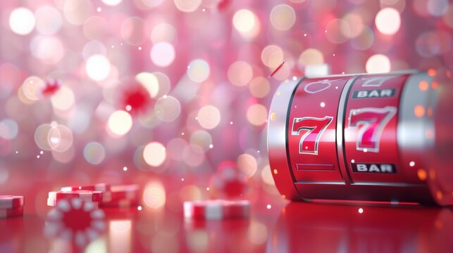 A modern and sleek slot machine in a casino, featuring a bold red color scheme and minimalist details. The image offers ample copy space for customization, perfect for gaming and