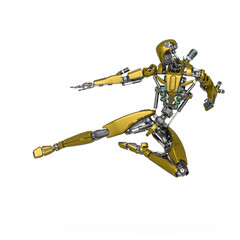 apocalypse cyborg is jumping to kick up