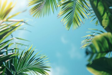 Fototapeta premium Palm Leaves Against Blue Sky