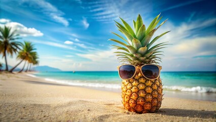 Pineapple on Vacation -  Tropical Beach Fun with Sunglasses