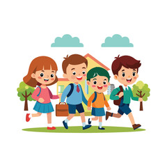 School children going to school vector