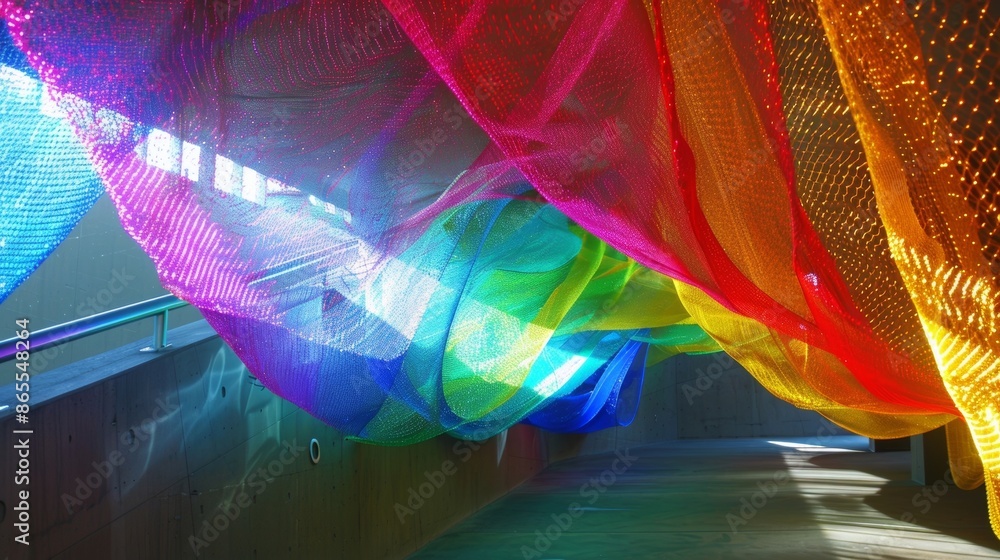 Poster the fabric on the bridge catches the light in a dazzling display making it appear as if the entire s