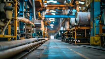 A close-up view of a large industrial conveyor belt in a manufacturing plant