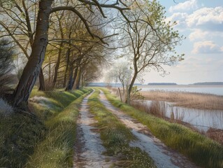 Fototapeta premium Weg zum Meer im FrÃ¼hling