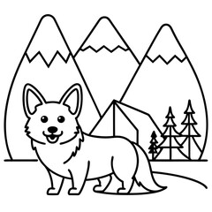 Fototapeta premium Corgi dog breed coloring page