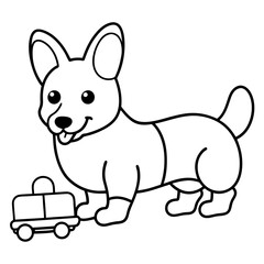 Corgi dog breed vector black line