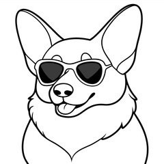 Corgi dog breed vector black line