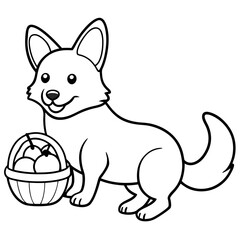 Corgi dog breed vector black line
