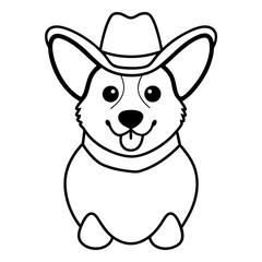 Corgi dog breed vector black line