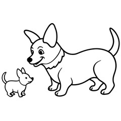 Corgi dog breed vector black line