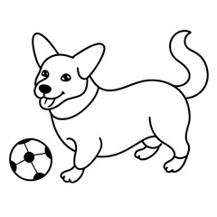 Corgi dog breed vector black line