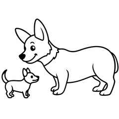 Corgi dog breed vector black line