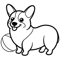 Corgi dog breed vector black line