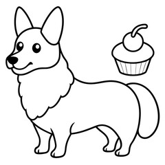 Corgi dog breed vector black line