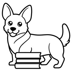 Corgi dog breed vector black line