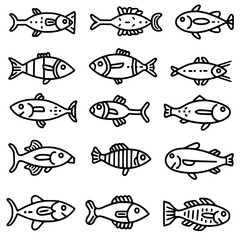 fish, sea, vector, fishing, silhouette, animal, illustration, icon, cartoon, nature, water, pattern, food, salmon, ocean, design, marine, art, set, seafood, seamless, shark, car, Seashells svg, Seashe