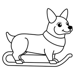 Corgi dog breed vector black line