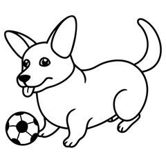 Corgi dog breed vector black line