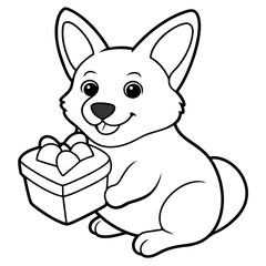 Corgi dog breed vector black line