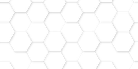 Naklejka premium White hexagon tiles abstract background vector digital art 3d shadown geometric shapes
