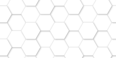 White hexagon tiles abstract background vector digital art 3d shadown geometric shapes