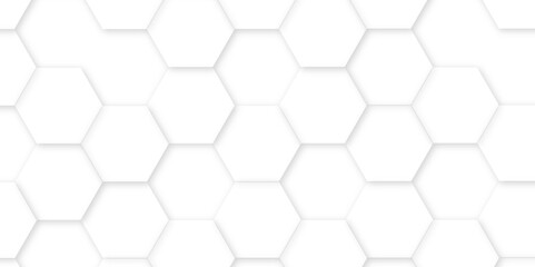 White hexagon tiles abstract background vector digital art 3d shadown geometric shapes