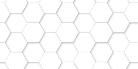 White hexagon tiles abstract background vector digital art 3d shadown geometric shapes