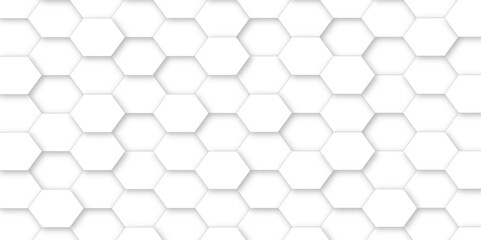 Naklejka premium White hexagon tiles abstract background vector digital art 3d shadown geometric shapes